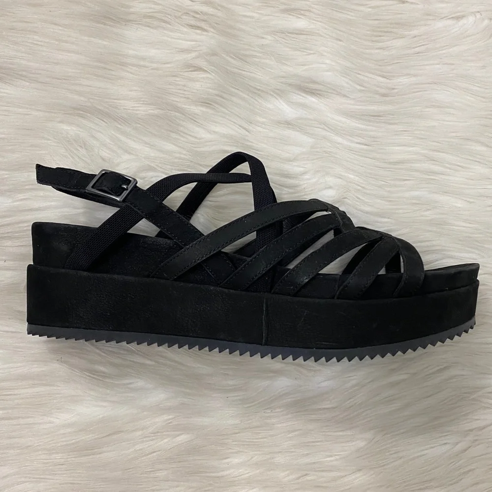 Eileen Fisher Black Strappy Platform Sandals